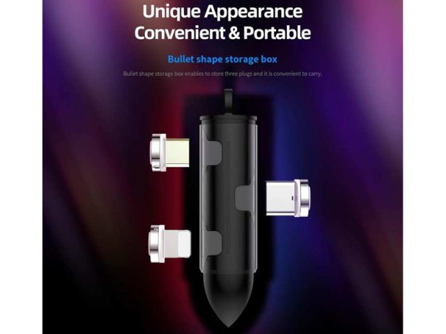 کابل مگنتی سه کاره راک مدل RCB0729 G1 3 In 1 Magnetic Cable