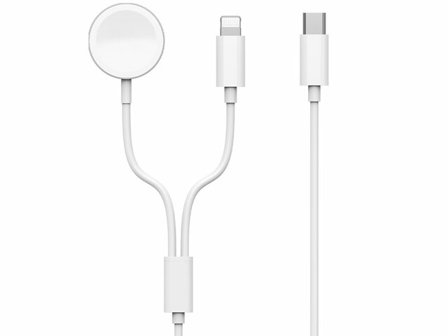 کابل شارژ دو سر تایپ سی به لایتنینگ 20 وات و شارژر بی سیم اپل واچ ویوو WiWU Wireless Charger Watch And Phone/Ipad M10