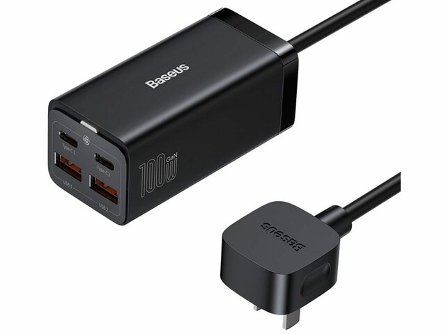 شارژر دیواری سوپر فست شارژ تایپ‎‌سی و یو‌اس‌بی 100 وات بیسوس Baseus GaN3 Pro Fast Charger 2U+2C CN CCGP000001
