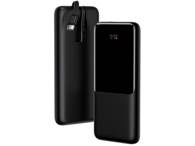 پاوربانک 10000 فست شارژ با کابل تایپ‌سی و لایتنینگ بیسوس Baseus Power Bank Elf Digital Display 22.5W PPJL010001