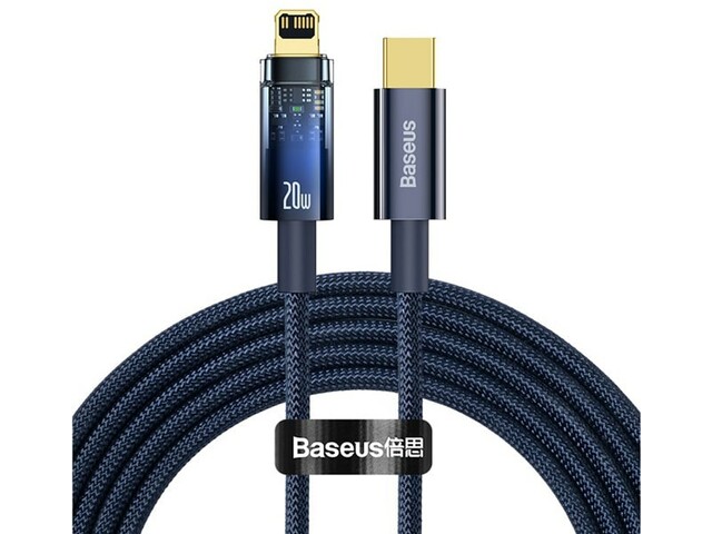 کابل Type-C به Lightning شارژ سریع و انتقال دیتا بیسوس Baseus CATS000003 Explorer Series Type-C to Lightning Auto Power-Off Fast Charging Data Cable 20W PD