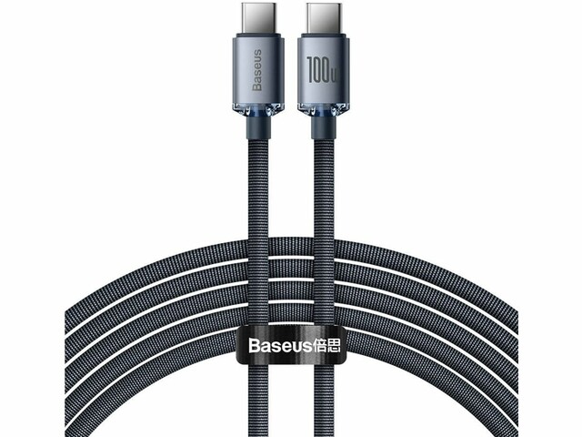 کابل سوپرفست شارژ تایپ‌سی به تایپ‌سی 2 متری بیسوس Baseus Cable Crystal Shine Series Type-C To Type-C 100W CAJY000701