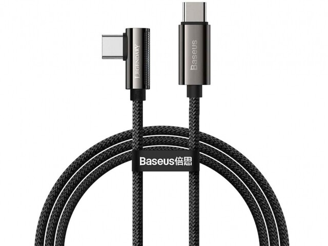 کابل سوپر فست شارژ تایپ‌سی به تایپ‌سی 1 متری بیسوس Baseus Legend Series Elbow Fast Charging 100W 5A CACS000603