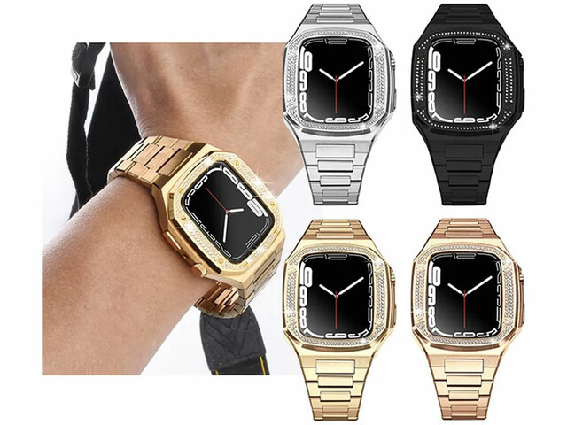 بند استیل اپل واچ 45 میلی‌متری کوتتسی Coteetci W80 AP diamond +316L set strap 22010-BK 45mm