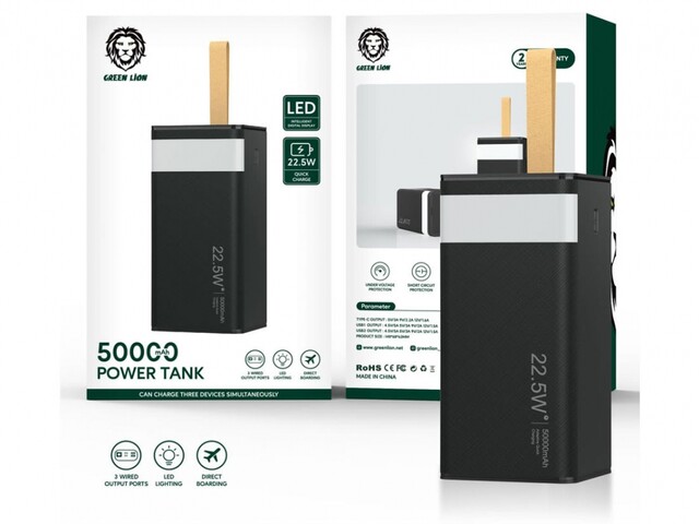 پاوربانک فست شارژ 50000 گرین Green Power-Tank Multi-port 22.5W GNTPB50KBK