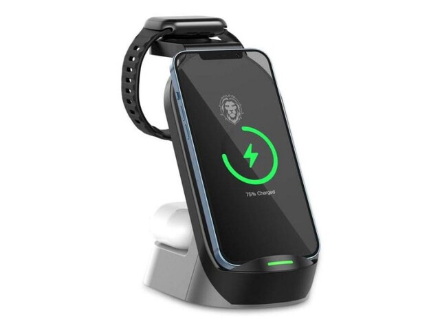 شارژر وایرلس سریع گوشی و اپل واچ و ایرپاد گرین Green 4 in 1 Fast Wireless Charger 15W