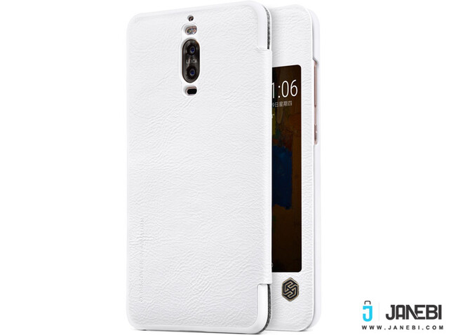 پشت و روی سفید کیف چرمی نیلکین هواوی HUAWEI Mate 9 Pro Qin Leather Case