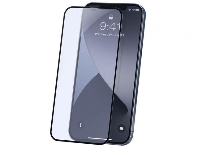 محافظ صفحه نمایش ضد اشعه منحنی آیفون بیسوس 2 تایی Baseus Curved-Screen Glass iPhone 12 Pro Max
