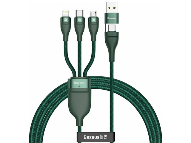 کابل سه سر سریع بیسوس Baseus Flash 2for3 Data Cable 100W CA2T3 1.2m