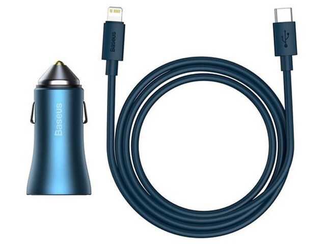 شارژر فندکی فست شارژ ماشین با کابل تایپ سی به لایتنینگ بیسوس TZCCJD-03