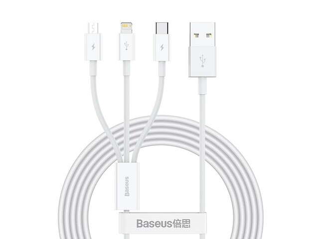 کابل شارژ سریع سه سر بیسوس Baseus Superior Fast Charging USB to M+L+C