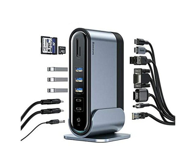 هاب 16 پورت تایپ سی بیسوس Baseus Working Station Three-Screen Multifunctional Type-C CAHUB-AG0G