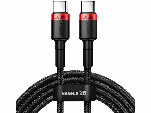 کابل شارژ سریع و انتقال داده تایپ سی به تایپ سی 100 وات 2 متری بیسوس Baseus Cafule PD2.0 100W Type-C to Type-C cable 2m