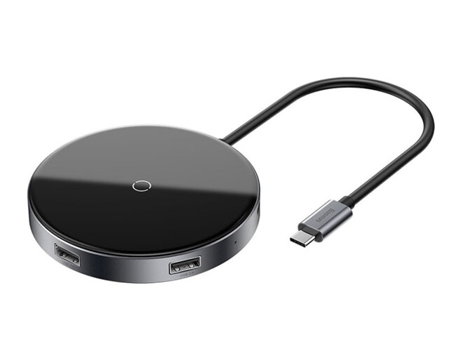 شارژر وایرلس و هاب چهار پورت بیسوس Baseus WXJMY-0G Circular Mirror Wireless Charger HUB