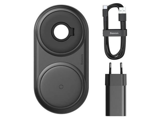 شارژر وایرلس دوتایی گوشی و اپل واچ بیسوس Baseus BS-W511 Cable Winder Wireless Charger
