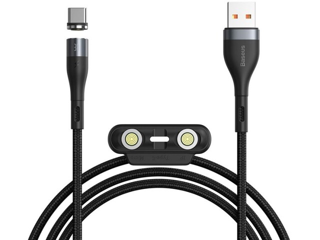 کابل آهنربایی سه سر سریع بیسوس Baseus Zinc Magnetic Cable Kit 3A 1m