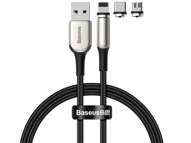 کابل شارژ سه سر آهنربایی بیسوس Baseus Zinc Magnetic Cable Kit 2M