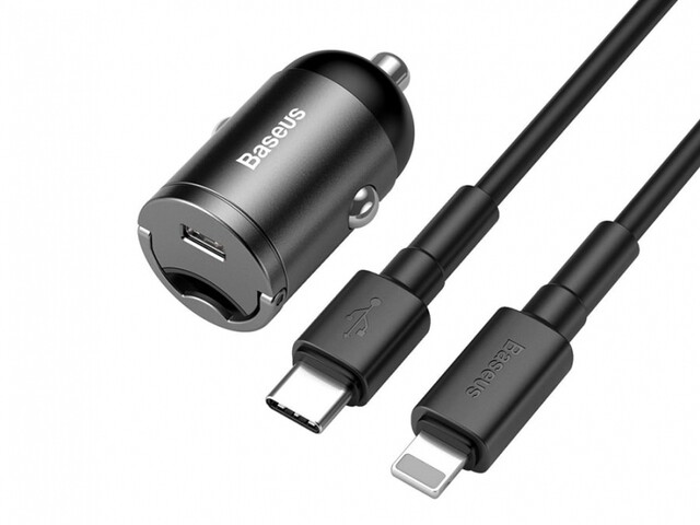 شارژر فندکی فست شارژ ماشین با کابل تایپ سی یک متری بیسوس TZVCHX-0G