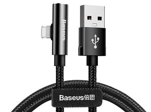 کابل صدا و شارژ لایتنینگ بیسوس Baseus Rhythm Bent Connector Audio 1.2m