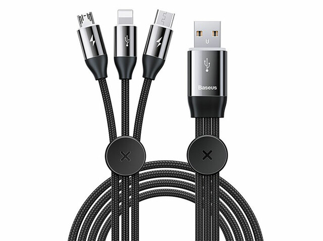 کابل شارژ سه سر بیسوس Baseus CAMLT-FX01 Car Co-sharing Cable 1m