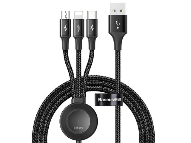 کابل سه سر و شارژر اپل واچ وایرلس بیسوس مدل Star Ring 4in1 Wireless Charger