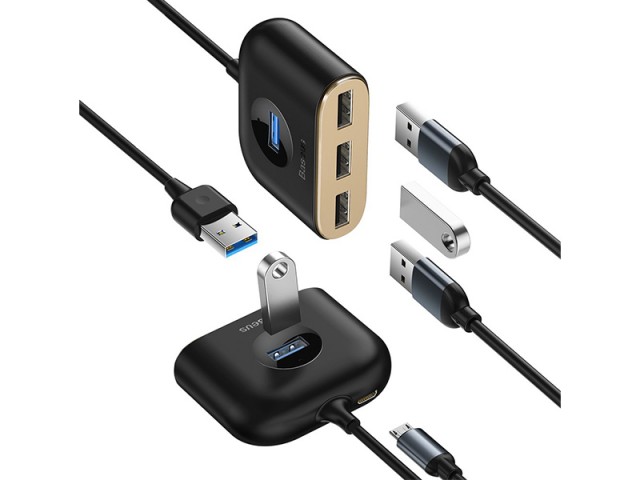 هاب و شارژر 4 پورت بیسوس مدل Square Round 4 IN 1 USB Hub Adapter