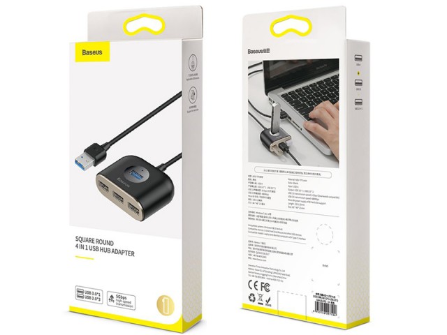 هاب و شارژر 4 پورت بیسوس مدل Square Round 4 IN 1 USB Hub Adapter
