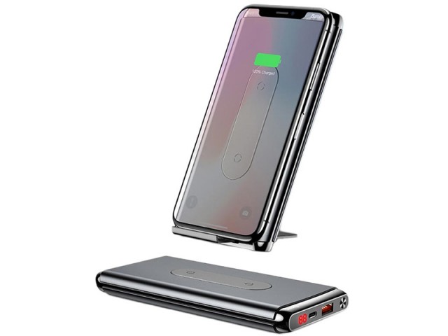 پاور بانک 10000 میلی آمپر وایرلس بیسوس مدل BS-10KPW02 Dual Coil Design & Real-Time Digital Display
