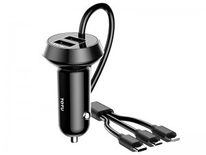 شارژر فندکی توتو مدل DCCL-08 بهمراه کابل متصل سه کاره