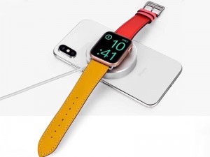 شارژر بی سیم دو کاره کوتچی مدل WS-17 Mini 2in1 مناسب برای شارژ گوشی و اپل واچ