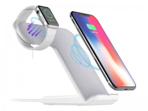 شارژر بی سیم سه کاره کوتچی مدل WS-18 3in1 desktop metal charging stand مناسب برای شارژ گوشی، ایرپاد و اپل واچ