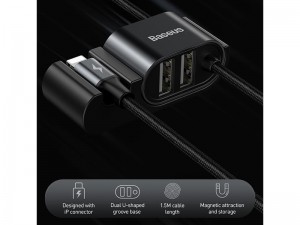 مبدل سه کاره بیسوس مدل Special Data Cable for Backseat مناسب برای سرنشینان عقب خودرو