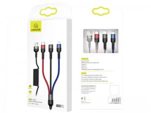 کابل سه سر یوسمز مدل US-SJ318 U26 3in1 Spring Charging Cable