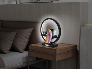 شارژر بی سیم سه کاره رومیزی مدل Multifunction Desk Lamp Wireless Charger مناسب برای شارژ گوشی، ایرپاد و اپل واچ