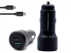 شارژر فندکی فوق العاده سریع پاورولوژی مدل PQCPDCCC Ultra-Quick 36W بهمراه کابل تایپ سی