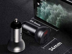 شارژر فندکی فست شارژ بیسوس مدل Digital Display Car Charger