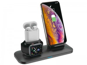 شارژر بی سیم سه کاره پرودو مدل PD-W01 3-in-1 Charging Station مناسب برای شارژ گوشی آیفون، ایرپاد و اپل واچ