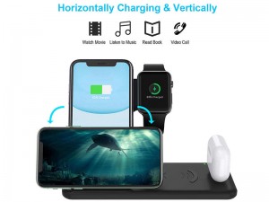 شارژر بی سیم چهار کاره مدل ABK-Q20 4 in 1 Wireless Charging Station مناسب برای شارژ گوشی، ایرپاد و اپل واچ