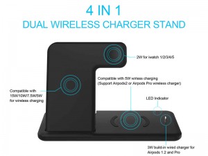 شارژر بی سیم چهار کاره مدل ABK-Q20 4 in 1 Wireless Charging Station مناسب برای شارژ گوشی، ایرپاد و اپل واچ