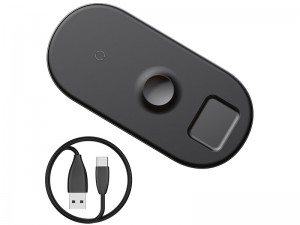 شارژر بی سیم سه کاره بیسوس مدل Smart 3in1 Wireless Charger با قابلیت شارژ اپل واچ 5