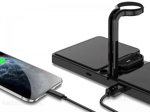 شارژر بی سیم چهار کاره پرودا مناسب برای شارژ گوشی، ایرپاد و اپل واچ