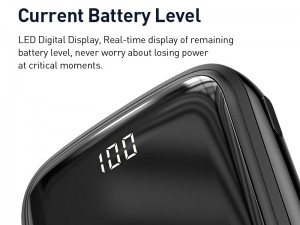 پاور بانک فست شارژ 10000 میلی آمپر بیسوس مدل Qpow Digital Display با کابل تایپ سی