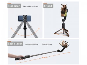 گیمبال و مونوپاد بلوتوثی سه پایه دار بیسوس مدل Lovely Folding Stand Selfie Stabilizer