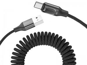 کابل فنری تایپ سی راک مدل RCB0657 Metal Stretchable