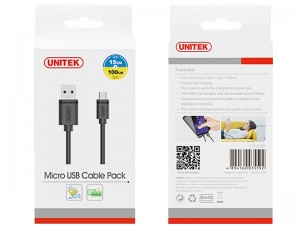 کابل تبدیل USB به MicroUSB یونیتک مدل C4050BK (پک 2 عددی)