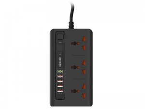 چند راهی برق پرودو مدل PD-5P3SQC (دارای 5 پورت USB)