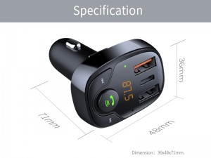 شارژر فندکی فست شارژ با قابلیت پخش موسیقی و مکالمه راک مدل B301 Bluetooth FM Transmitter