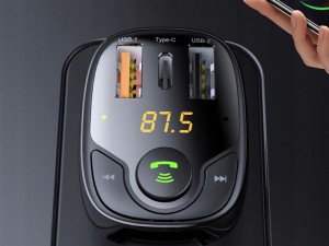 شارژر فندکی فست شارژ با قابلیت پخش موسیقی و مکالمه راک مدل B301 Bluetooth FM Transmitter