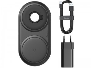 شارژر بی سیم دو کاره بیسوس مدل Planet 2in1 Cable Winder + Wireless Charger