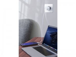 شارژر دیواری فست شارژ بیسوس مدل GaN Mini Quick Charger 45W بهمراه کابل دو سر تایپ سی